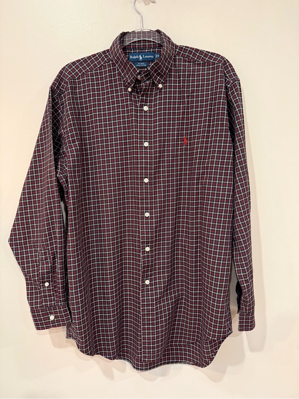 Vintage 90s Polo Ralph Lauren Blake Plaid Button Down Shirt Medium Red Black